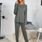 Round Neck Top and Drawstring Pants Lounge Set