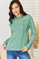 POL Exposed Seam Long Sleeve Knit Top EMERALD GREEN