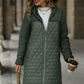 Texture Zip Up Long Sleeve Hooded Coat