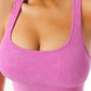 Ribbed Scoop Neck Sleeveless Sports Bra