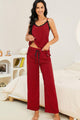 Plaid Lace Trim Cami and Drawstring Pants Pajama Set Plaid