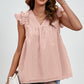 Ruched V-Neck Cap Sleeve Blouse