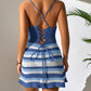 Cutout Striped Spaghetti Strap Cover Up Dress