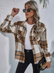 Plaid Button Down Collared Jacket Caramel