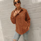 Mandy Button Front Drop Shoulder Corduroy Shirt