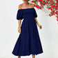 Off-Shoulder Balloon Sleeve Midi Dress