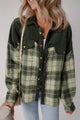Snap Down Collared Neck Plaid Shacket Black Forest
