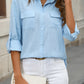 Button Up Pocketed Long Sleeve Shirt