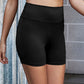 Exposed Seam Decorative Button Yoga Shorts