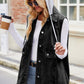 Drawstring Hooded Sleeveless Denim Jacket