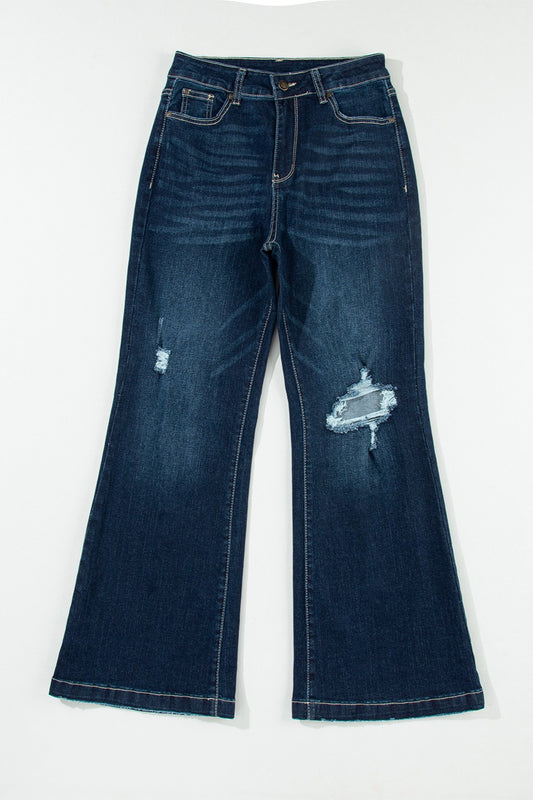 Distressed Wide Leg Jeans with Pockets