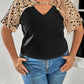 Honey Plus Size Chain Detail V-Neck Raglan Sleeve Blouse