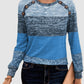 Decorative Button Contrast Round Neck Long Sleeve T-Shirt