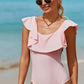 Ruffled Scoop Neck One-Piece Swimwear