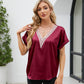 V-Neck Short Sleeve Blouse