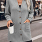 Textured Button Down V-Neck Long Sleeve Cardigan