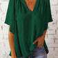 Ruched Notched Half Sleeve Blouse