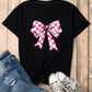 Bow Graphic Round Neck Short Sleeve T-Shirt