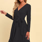 Long Sleeve Tie Waist Ruffle Hem Dress