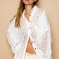 POL Oversize Lace Button-Down Shirt