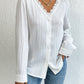 Ivy Lane Lace Trim V-Neck Long Sleeve Shirt