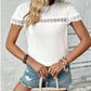 Lace Detail Round Neck Short Sleeve Blouse