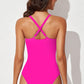 Spliced Mesh Halter Neck One-Piece Swimsuit