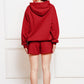 Drop Shoulder Long Sleeve Hoodie and Shorts Set