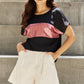 Sew In Love Shine Bright Full Size Center Mesh Sequin Top in Black/Mauve