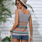 Striped V-Neck Knit Tank