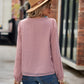 Swiss Dot V-Neck Long Sleeve Blouse