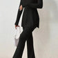 Ribbed Long Sleeve Slit Top and Bootcut Pants Set