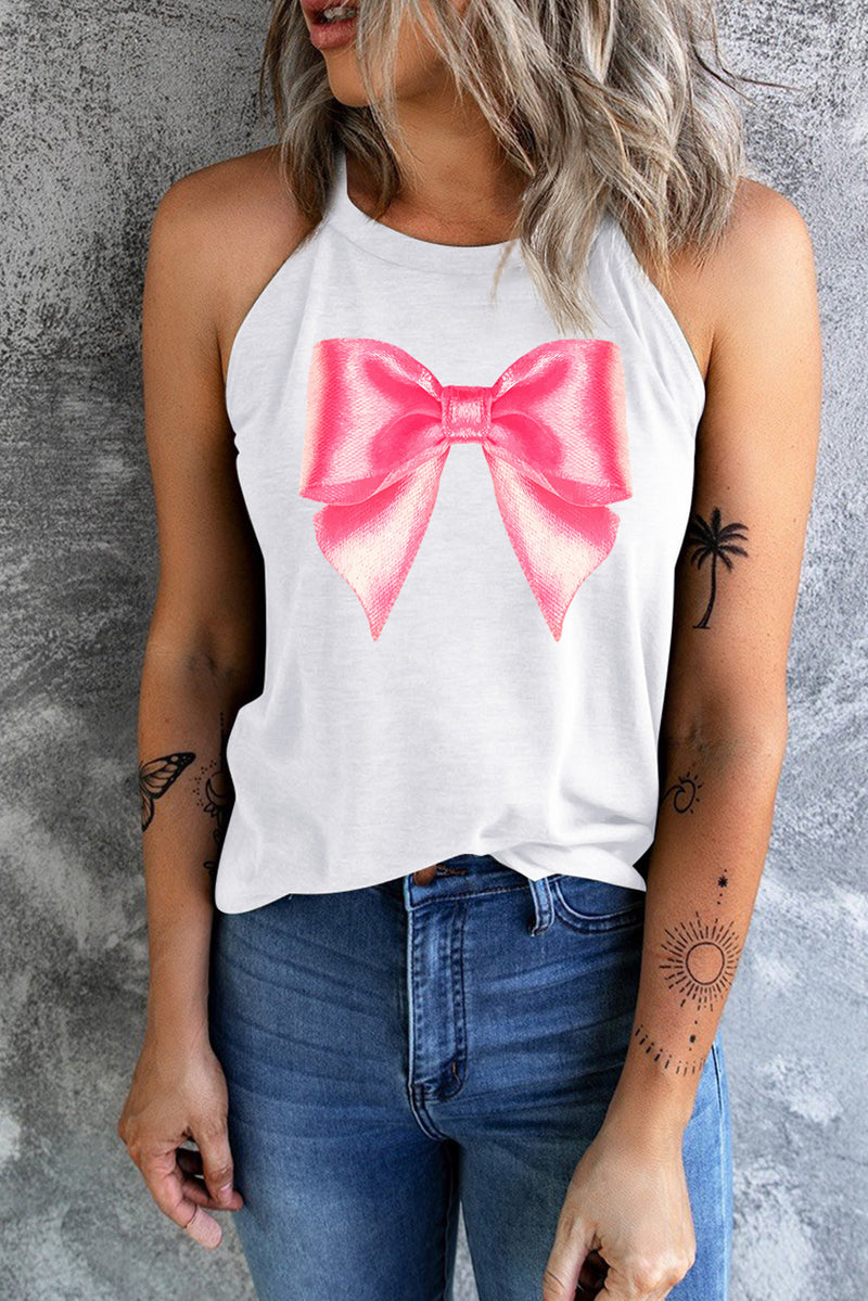 Bow Graphic Grecian Neck Tank