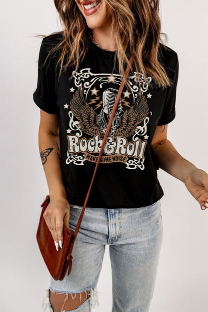 Slogan Graphic Short Sleeve T-Shirt Black