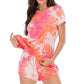 Tie-Dye Round Neck Short Sleeve Top and Shorts Lounge Set