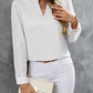 Notched Long Sleeve Blouse