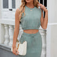 Round Neck Sleeveless Top and Drawstring Skirt Set