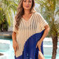 Slit Color Block V-Neck Cover Up