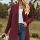 Textured Open Front Long Sleeve Cardigan