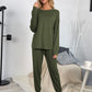 Round Neck Top and Drawstring Pants Lounge Set