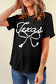 Graphic Round Neck Short Sleeve T-Shirt Black