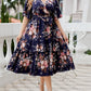 Plus Size Floral Surplice Neck Midi Dress