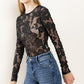 Ces Femme Floral Lace Mesh Bodysuit