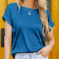 Boat Neck Short Sleeve Blouse