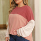 Plus Size Color Block Long Sleeve Top