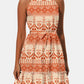 Printed Tie Waist Frill Trim Dress