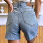 Judy Blue Full Size High Waist Raw Hem Denim Shorts