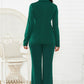 Lapel Collar Long Sleeve Blazer and Pants Set