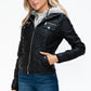 YMI Removable Faux Layered Multi-Pocket Jacket with Fuzzy Hood