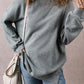 Slit Round Neck Long Sleeve Sweatshirt